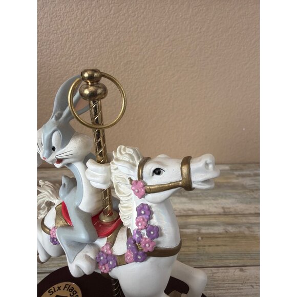 Six Flags Bugs Bunny Carousel Music Box Figurine Plays Carousel Waltz 1997 - Picture 15 of 17